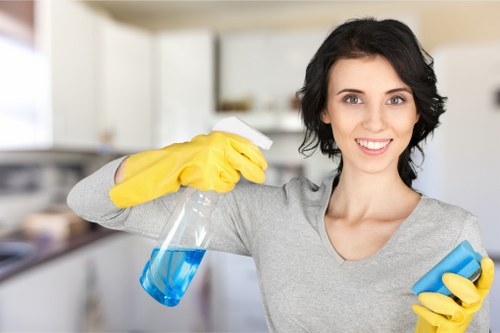 Professional home cleaners working in a Brisbane living room